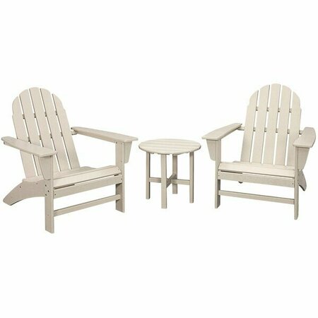 POLYWOOD Vineyard Sand Patio Set with Side Table and 2 Adirondack Chairs 633PWS3991SA